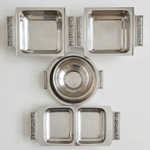 Vintage International Decorator Japan Stainless Steel Serving Dish Set w Handles